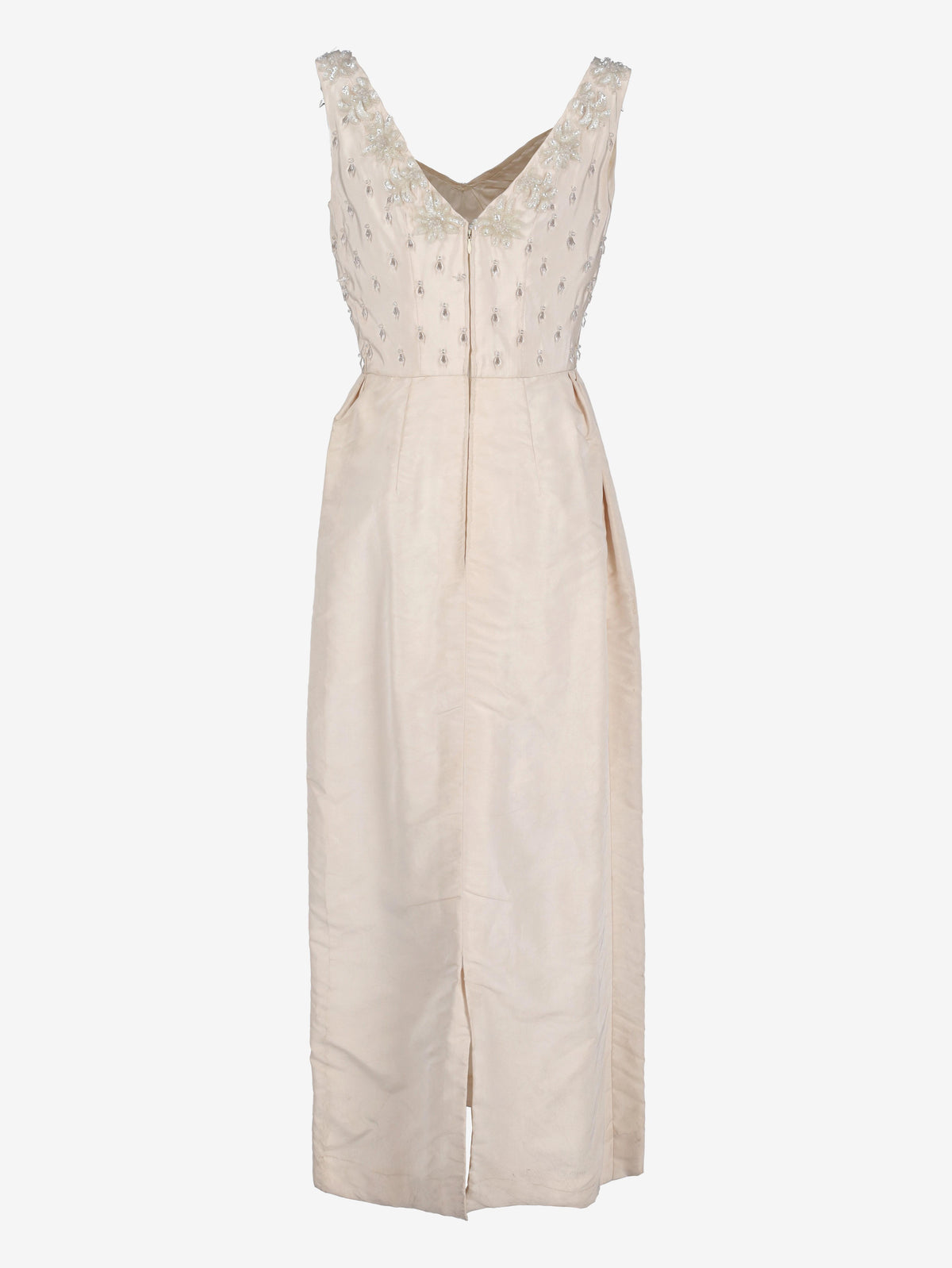 Vintage Ivory Silk Evening Dress with Embroidered Bodice AR153  Vintage 