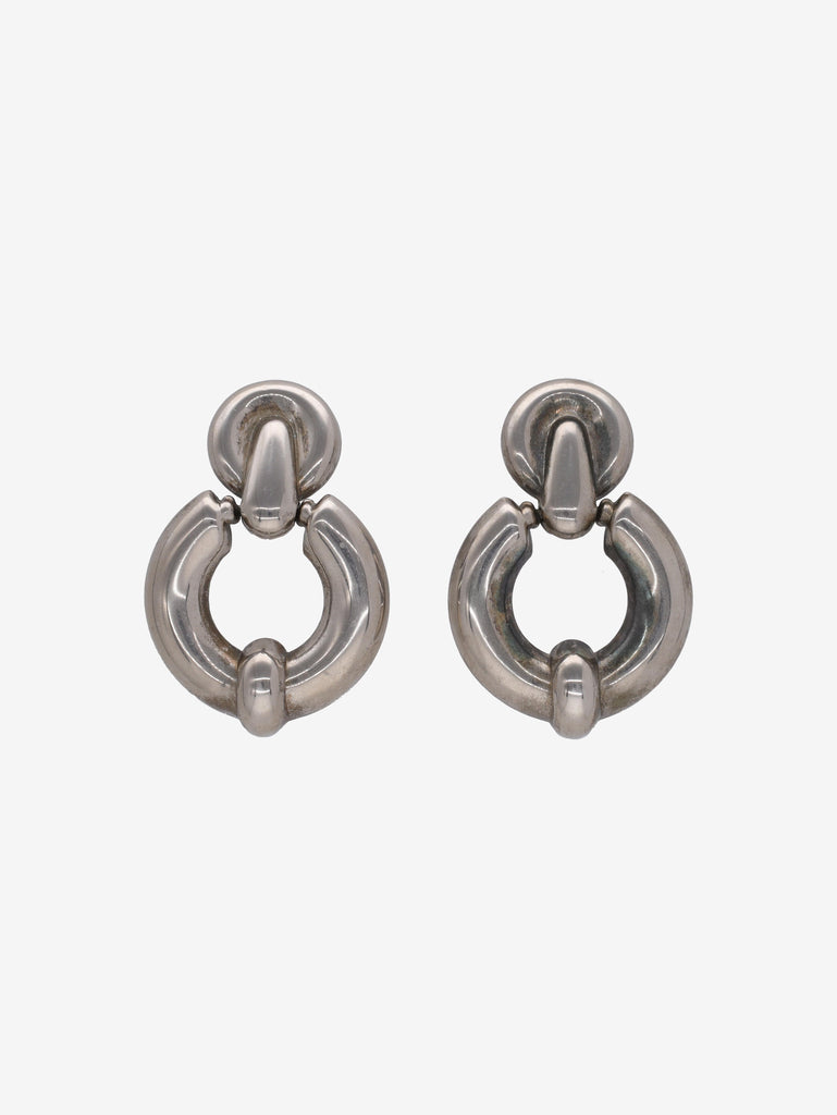 Vintage Silver-Tone Double Circle Drop Earrings W13426.15  Vintage 