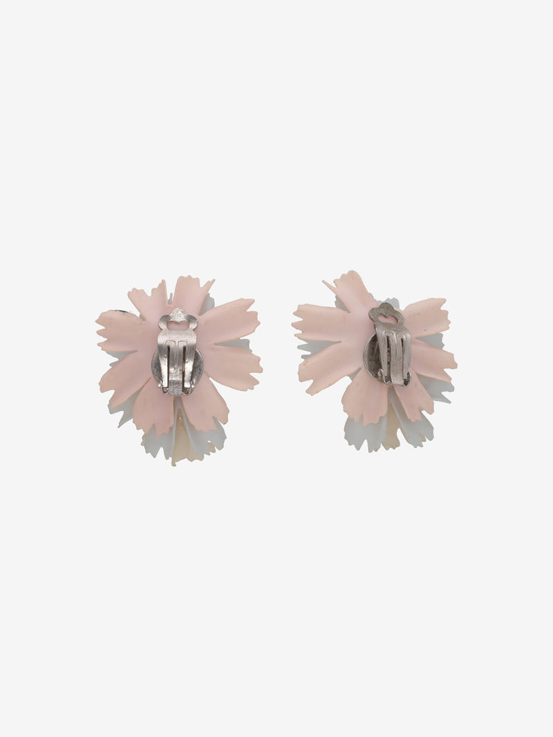 Vintage Floral Clip-On Earrings with Realistic Flower Design W13426.25  Vintage 