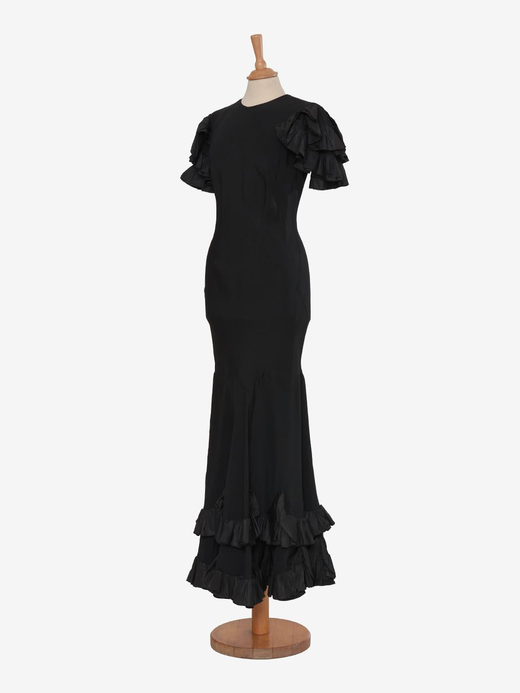 Vintage ruffle taffetà dress - '36s AR003  Vintage 