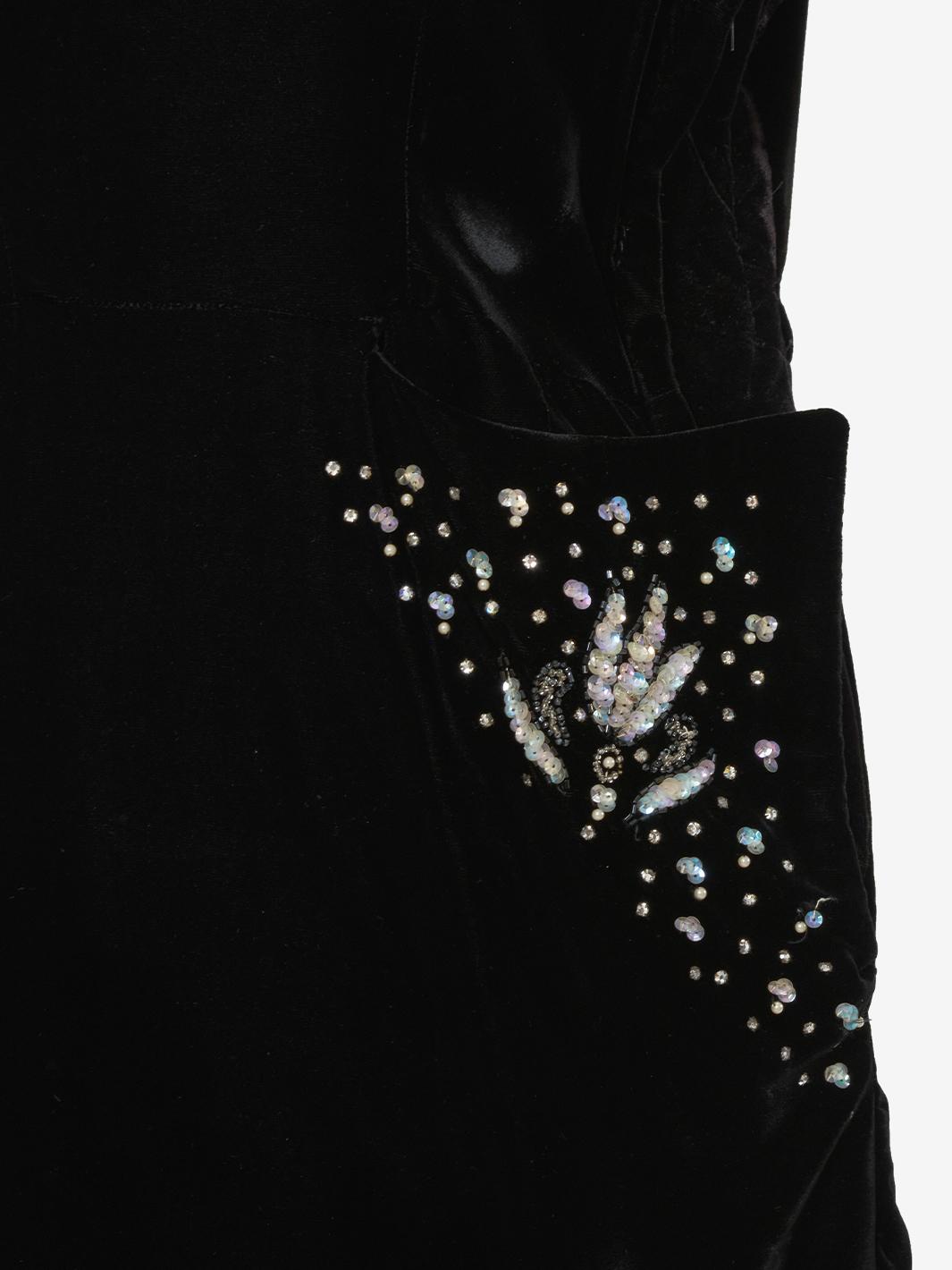 Vintage velvet dress with sequin embroidery - '40s AR005  Vintage 