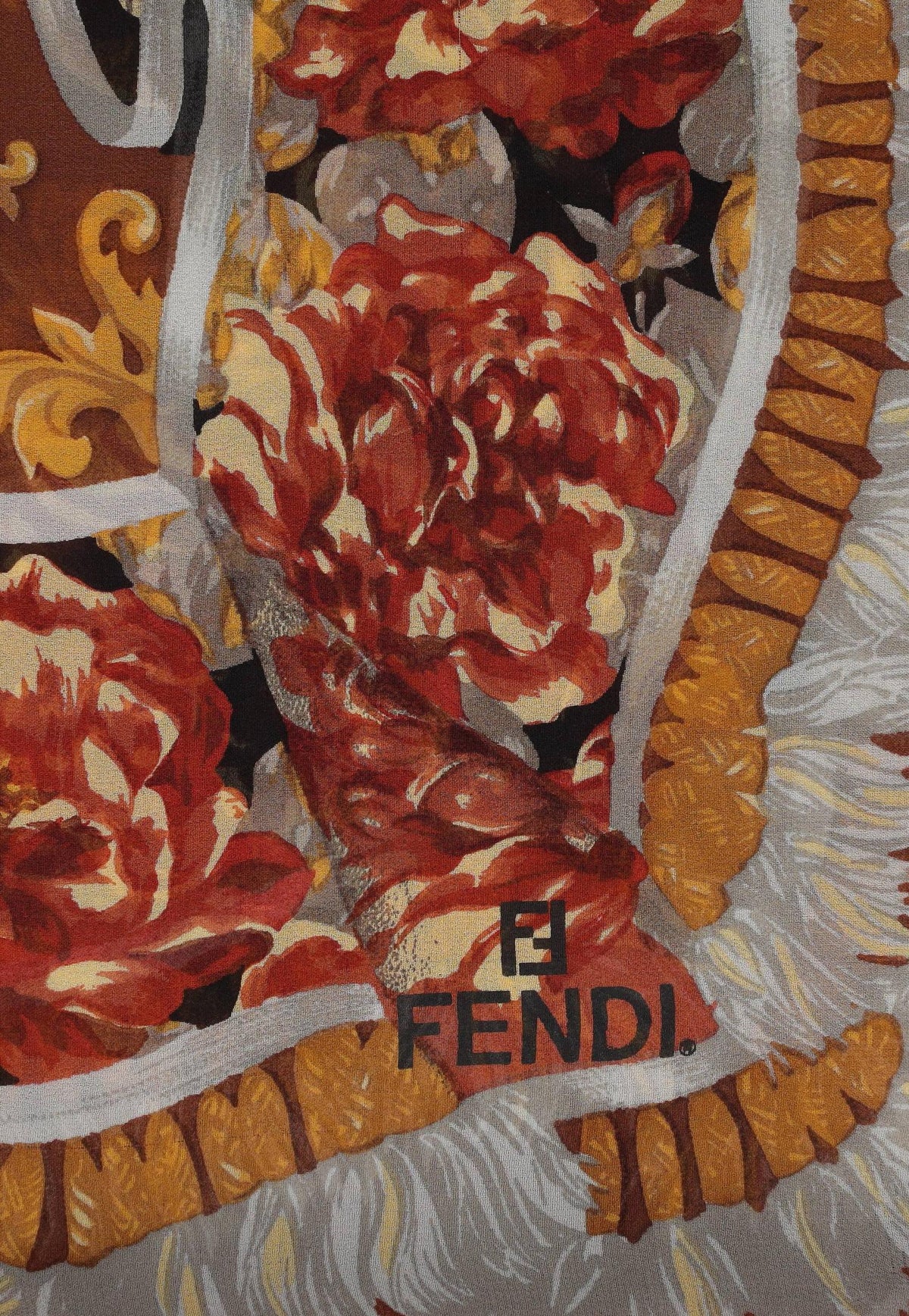 Fendi 真丝花纹围巾
