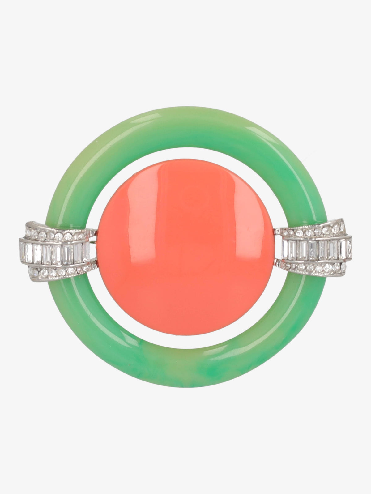 Kenneth Jay Lane Orange And Green Circle Brooch CVR24.1.130  Kenneth Jay Lane 