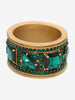 Gianfranco Ferré Gold Maxi Bracelet With Green Rhinestones