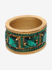 Gianfranco Ferré Gold Maxi Bracelet With Green Rhinestones