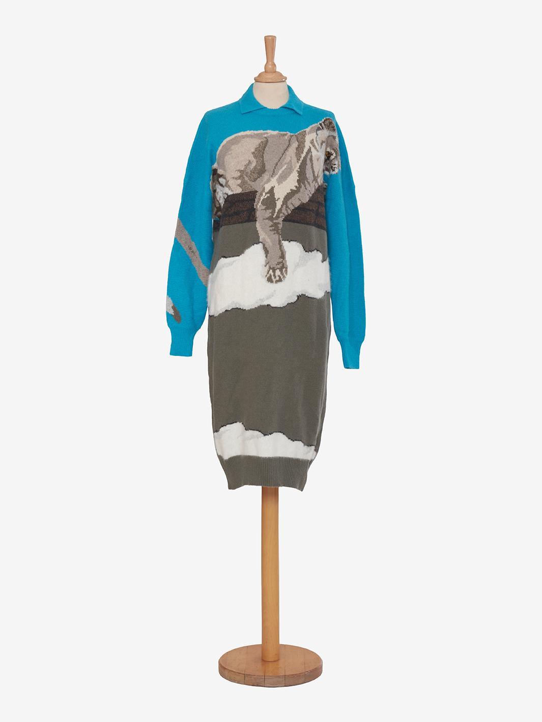 Krizia Wool dress with puma embroidery