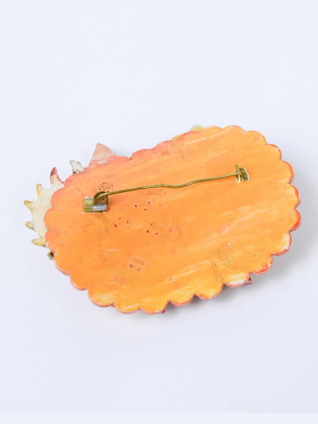 1980s large resin brooch with leaves and shells W22051805  Vintage 