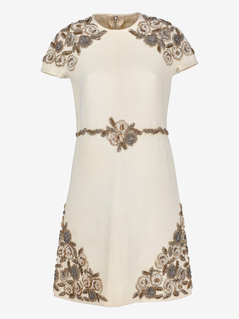 Vintage Couture Mini Dress with 3D Floral Embroidery AR120  Vintage 