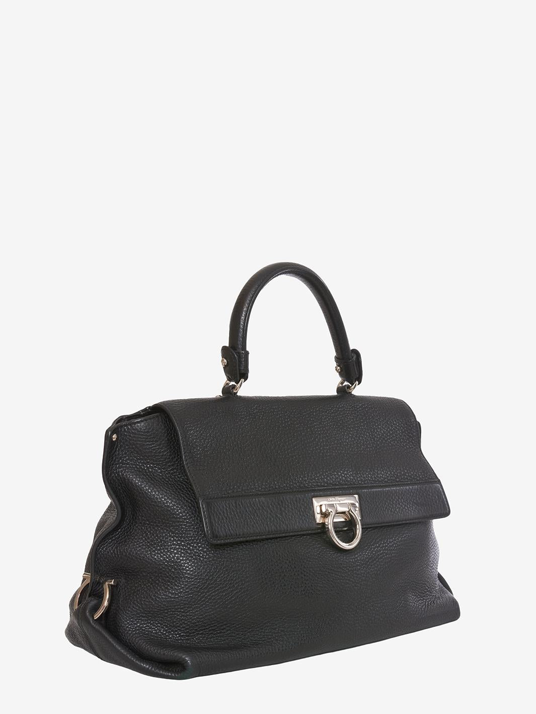 Salvatore Ferragamo Black grained leather bag