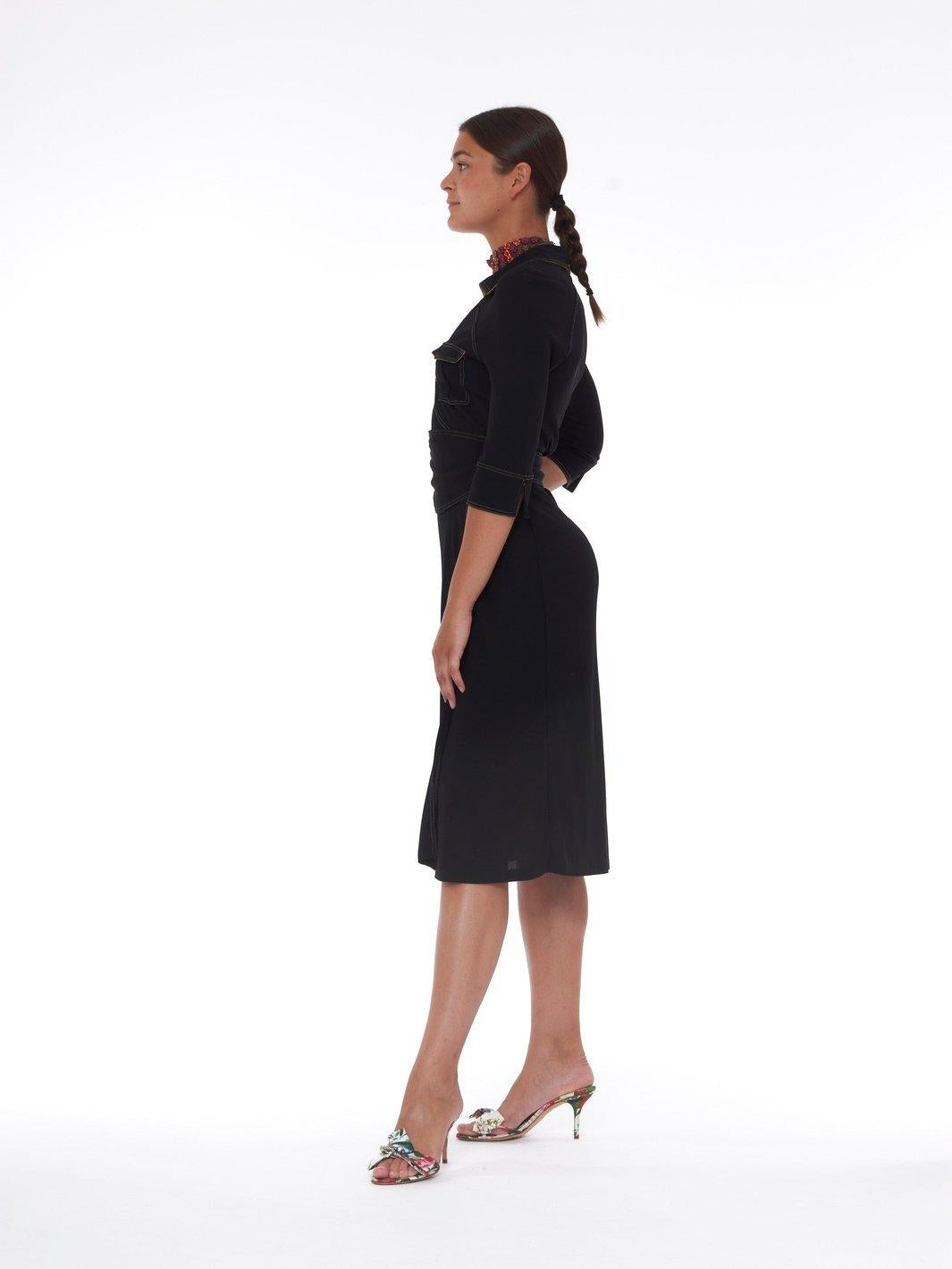 Y2K Diane Von Furstenberg black and beige wrap dress W22050408  Diane Von Furstenberg 