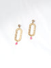 1980s Enrico Coveri golden earrings with pink hard stone W22062135  Enrico Coveri 