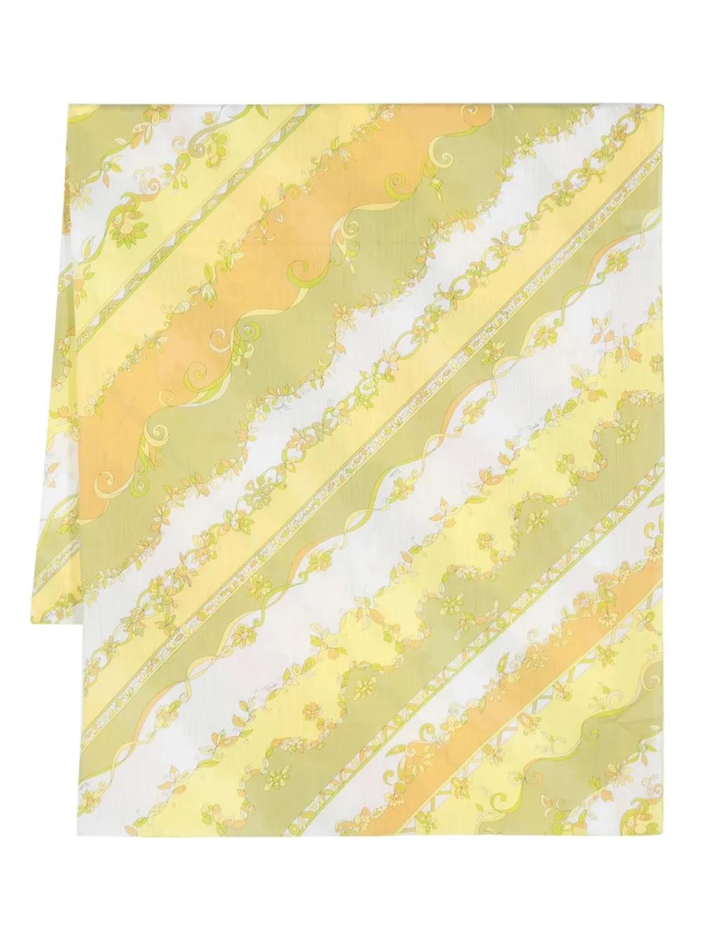 Pucci Floral Striped Cotton Scarf WCV241090  Emilio Pucci 