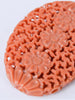 1980s pink resin brooch with floral print W22051801  Vintage 