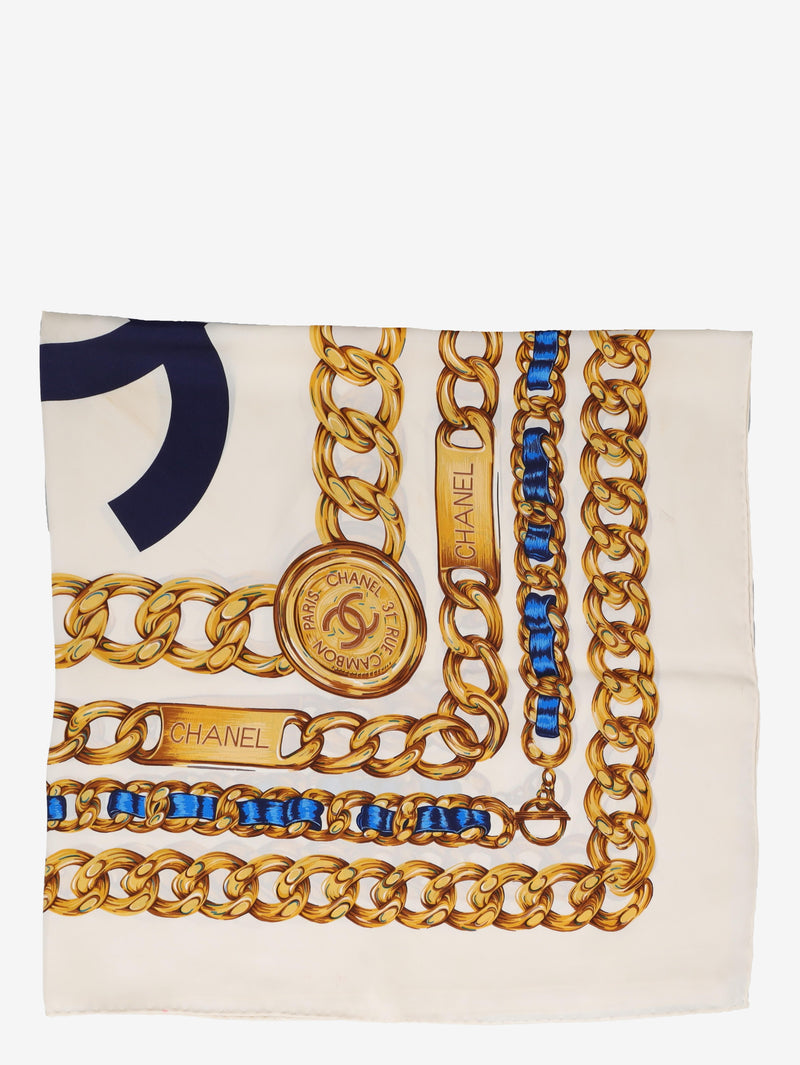 Chanel Chain and Logo Silk Scarf W27526.92  Chanel 