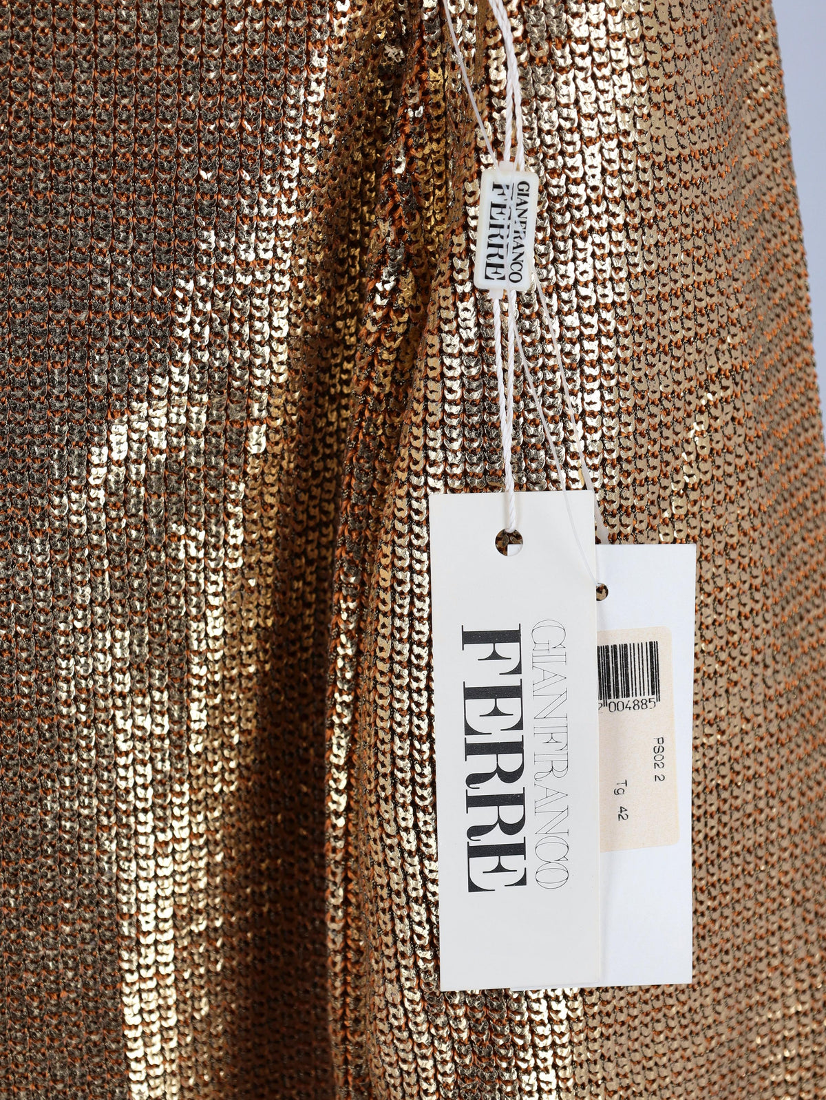 Gianfranco Ferré Gold Laminated Knit Turtleneck with Asymmetric Zip - 1993 W2511.129  Gianfranco Ferré 