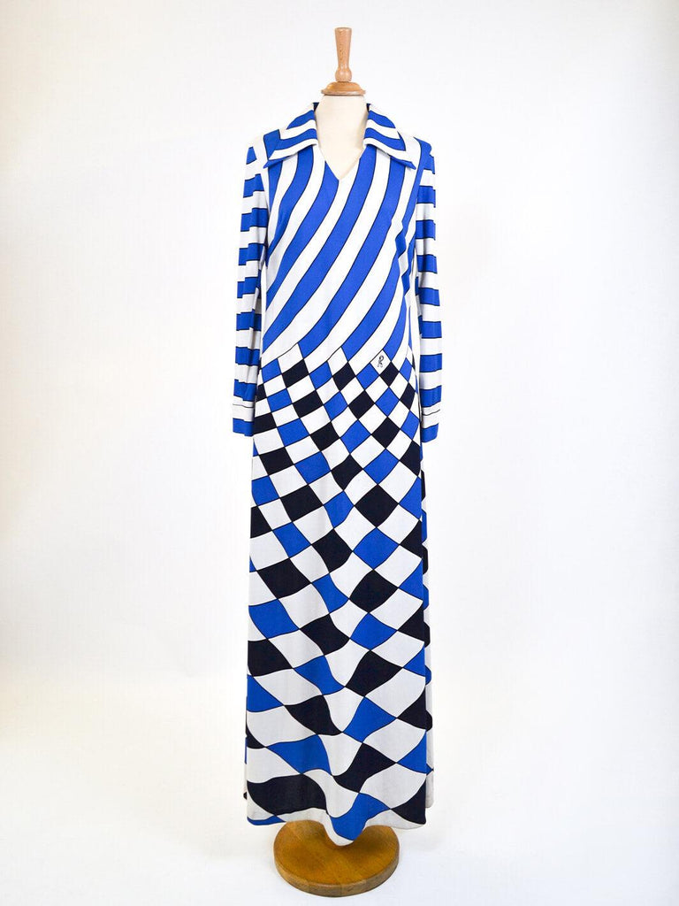 Roberta di Camerino blue and white dress, 70s W22040512  Roberta di Camerino 
