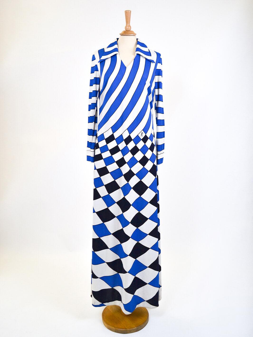 Roberta di Camerino blue and white dress, 70s W22040512  Roberta di Camerino 