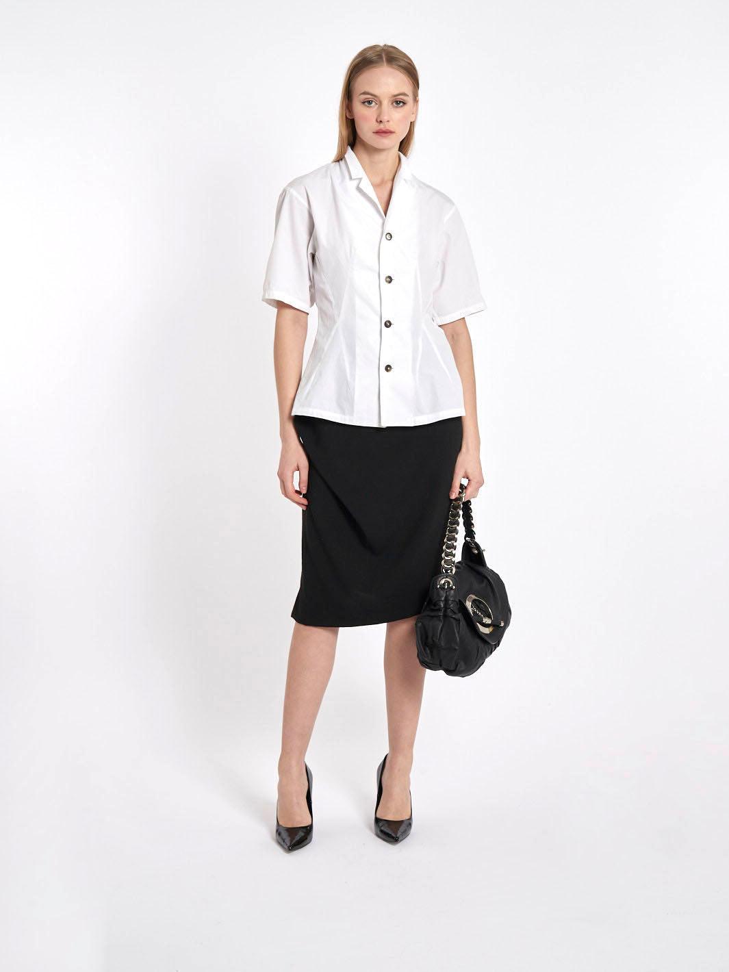 Short sleeves white Y2K Gothic by Yohji Yamamoto blouse W22031729  Yohji Yamamoto 