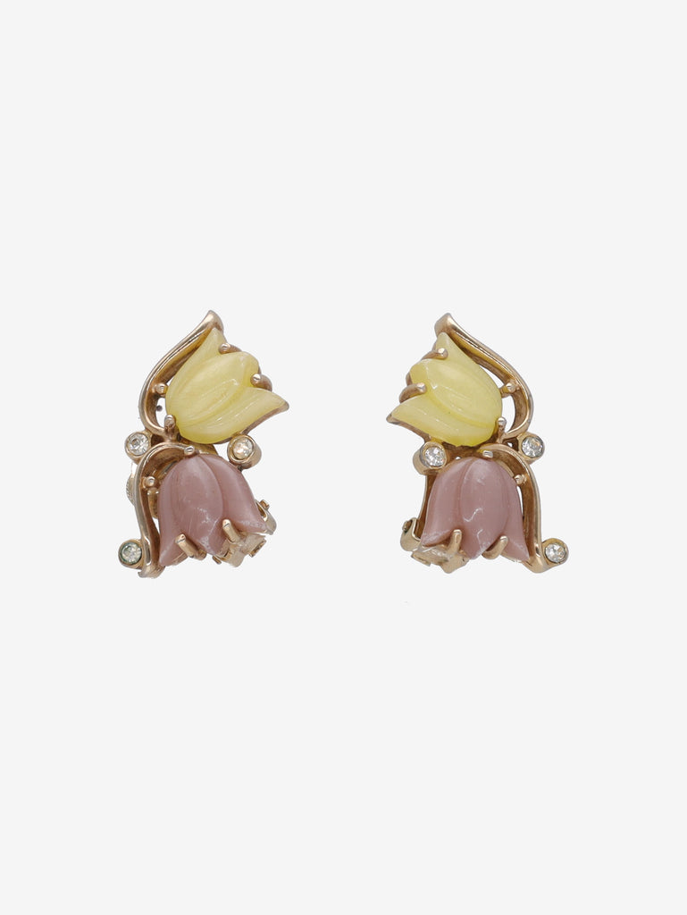 Vintage Tulip Earrings with Gem Details W13426.3  Vintage 