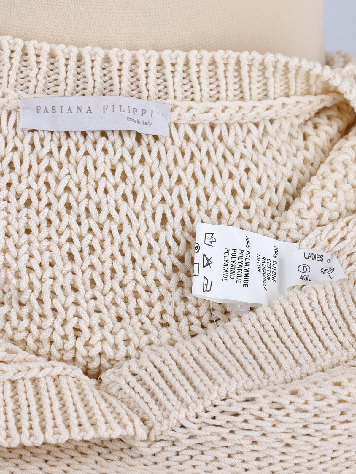 Maglione lavorato a maglia bianco panna Fabiana Filippi