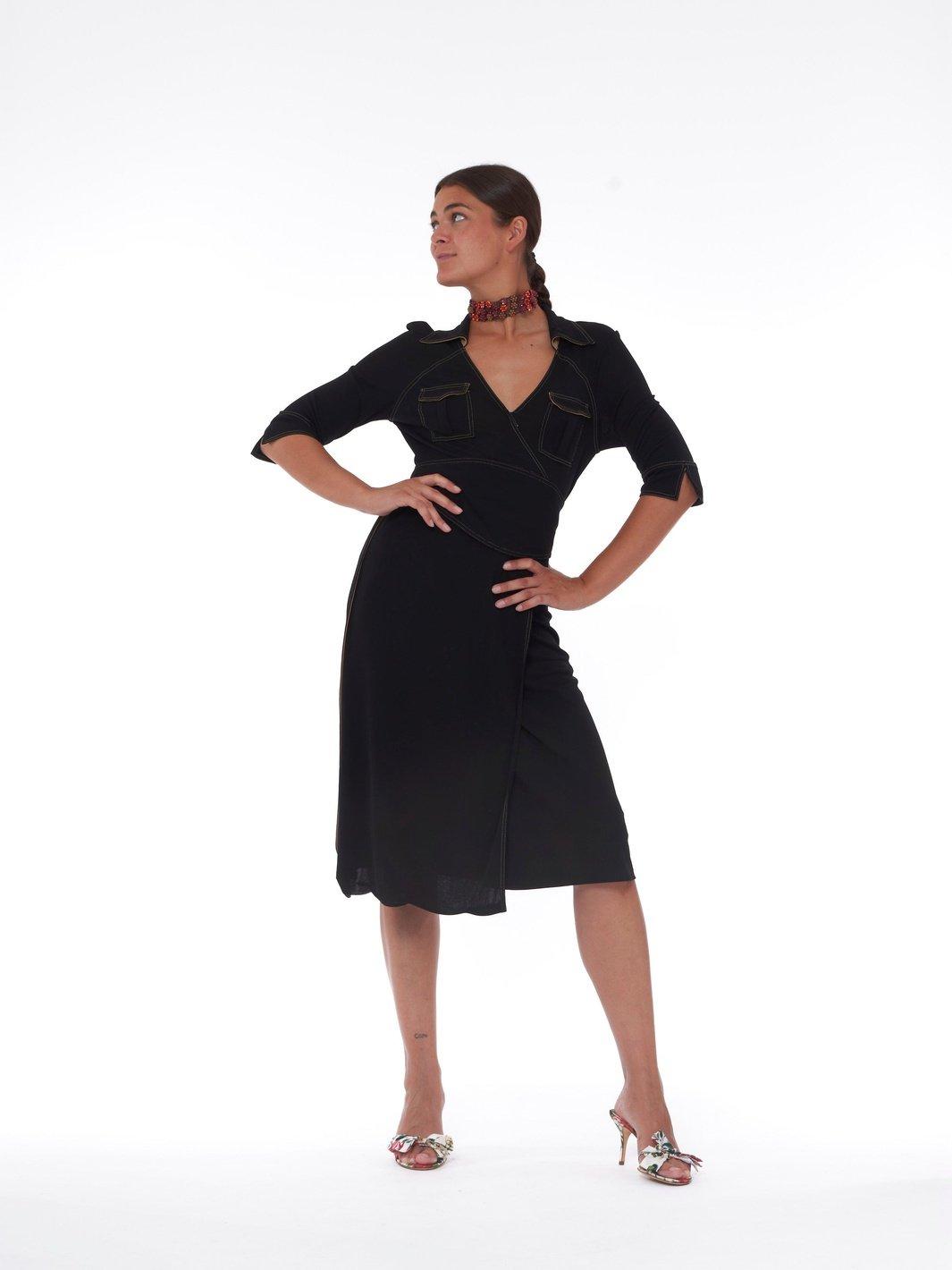 Y2K Diane Von Furstenberg black and beige wrap dress W22050408  Diane Von Furstenberg 