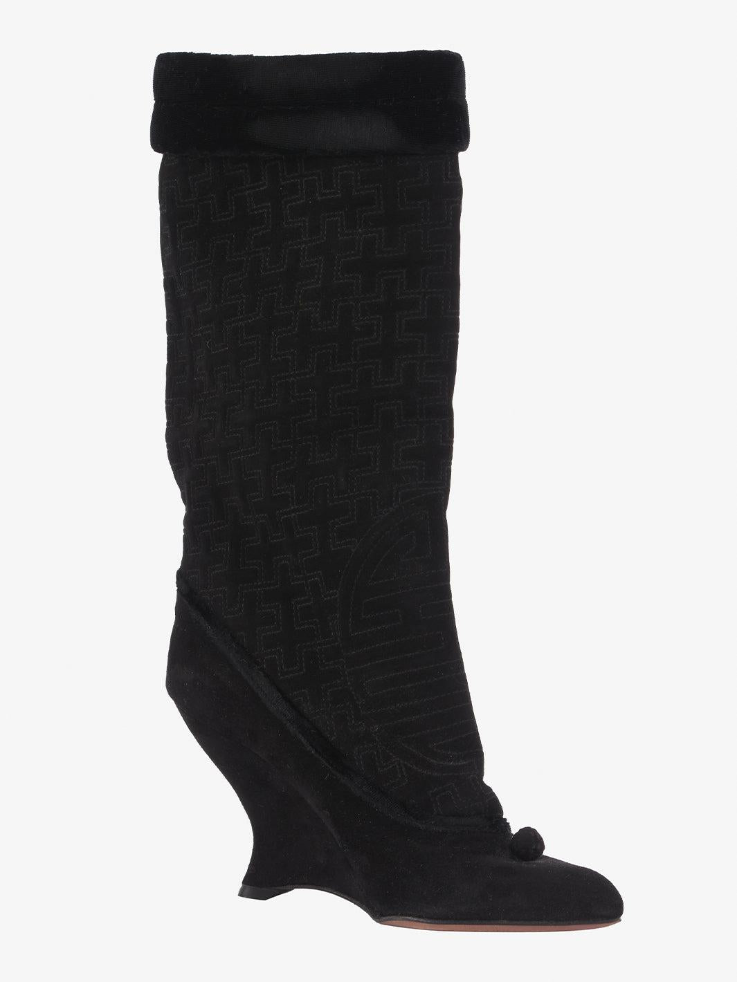 Tom Ford for Yves Saint Laurent black suede wedge boot CVM22.81.11  YSL 