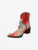 Cowboy Ankle Boots in Red Leather with a Pattern of Flowers W7426.63  Vintage 