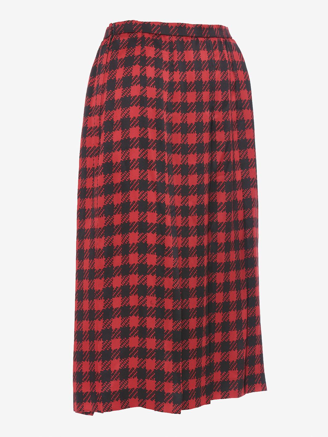 Mila Schön Houndstooth pattern silk skirt and blouse ensemble