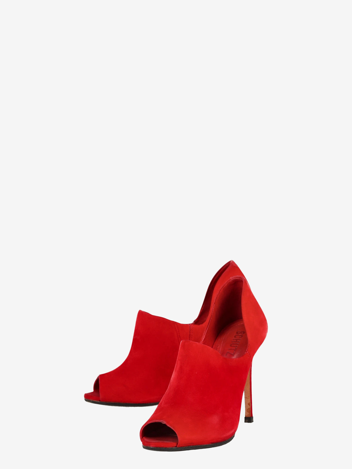 Shutz Red Suede Open-toe Pumps