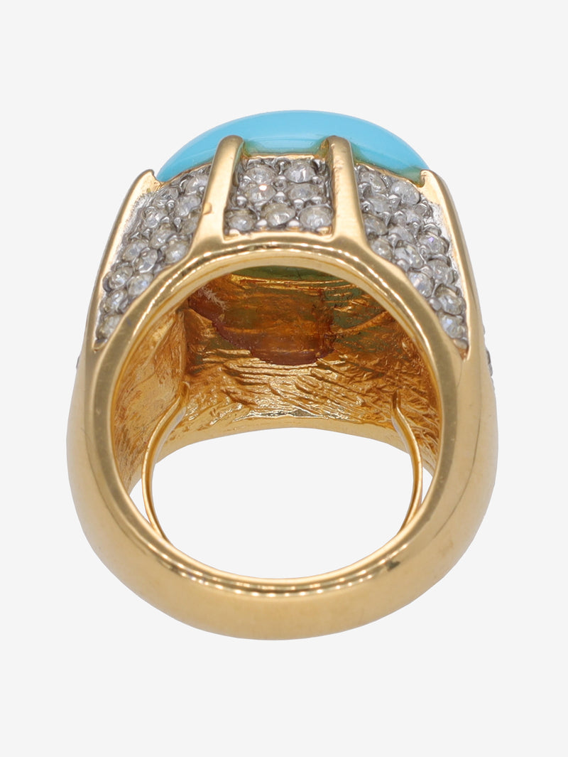 Kenneth Jay Lane Turquoise Oval Ring CVR24.1.105  Kenneth Jay Lane 