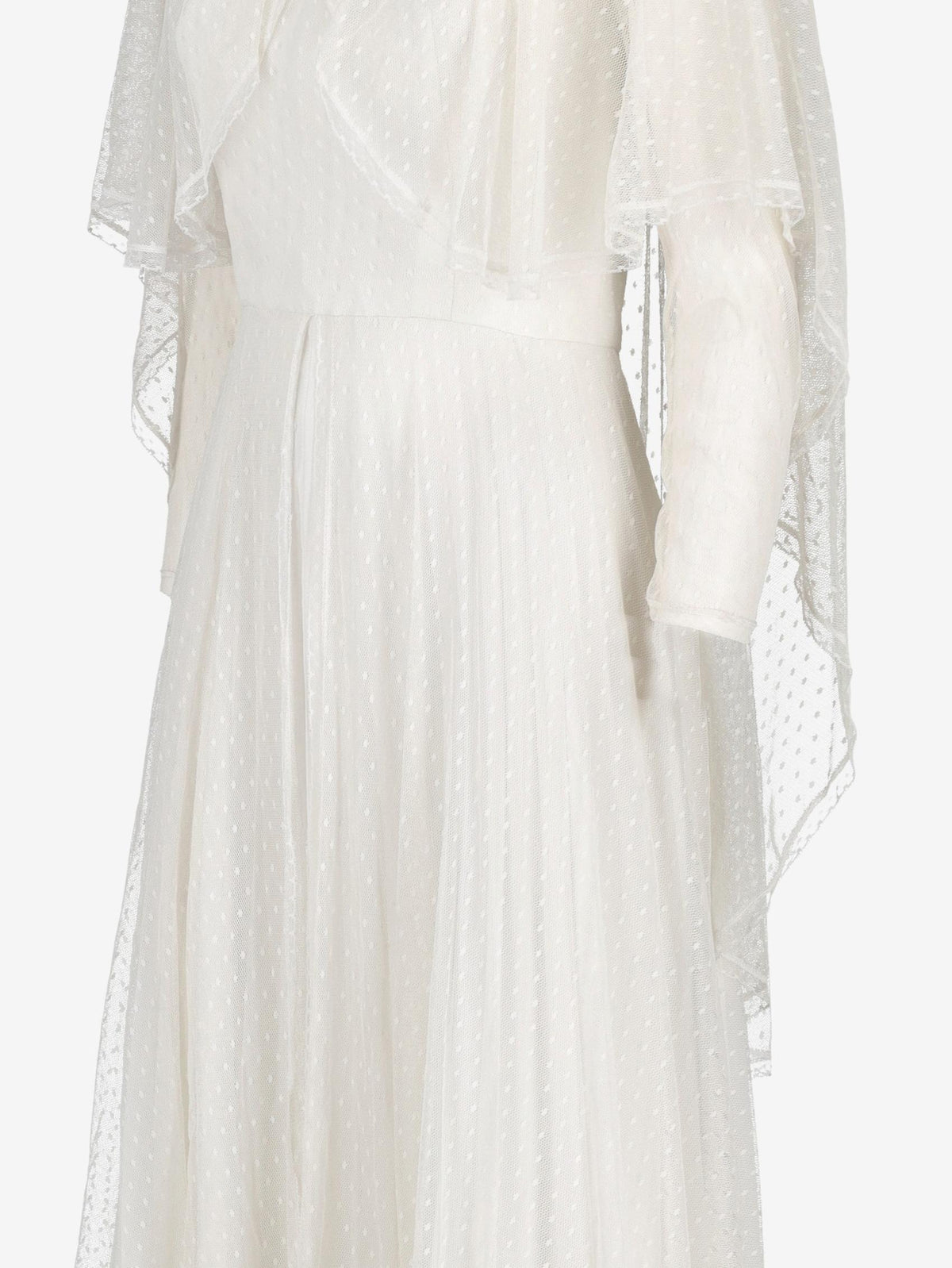 Vintage Tulle Wedding Dress with Polka Dot Embroidery and Cape Detail W240426.3  Vintage 