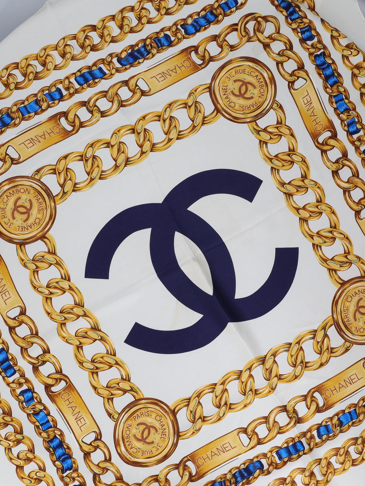Chanel Chain and Logo Silk Scarf W27526.92  Chanel 