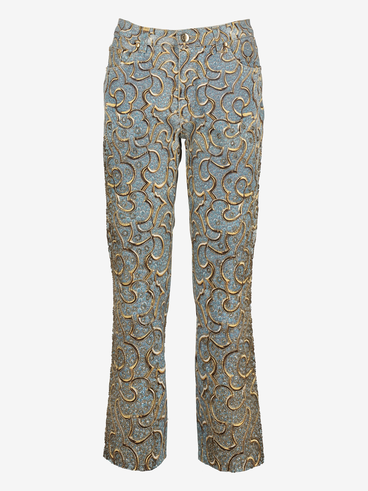 Roberto Cavalli Straight-Leg Jeans with Beaded Embroidery W7426.59  Roberto Cavalli 