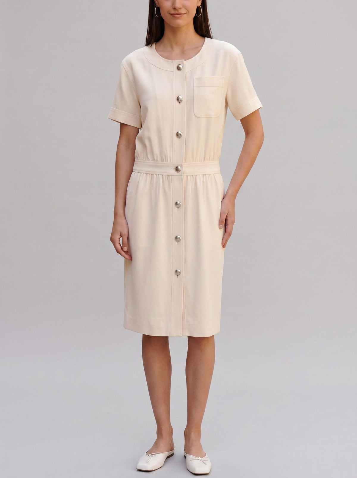 Yves Saint Laurent Short Sleeve Dress with Silver Buttons MR120725.3  Yves Saint Laurent 