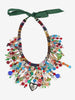 Multicolored Beaded Statement Necklace with Heart Pendant W27526.111  Vintage 