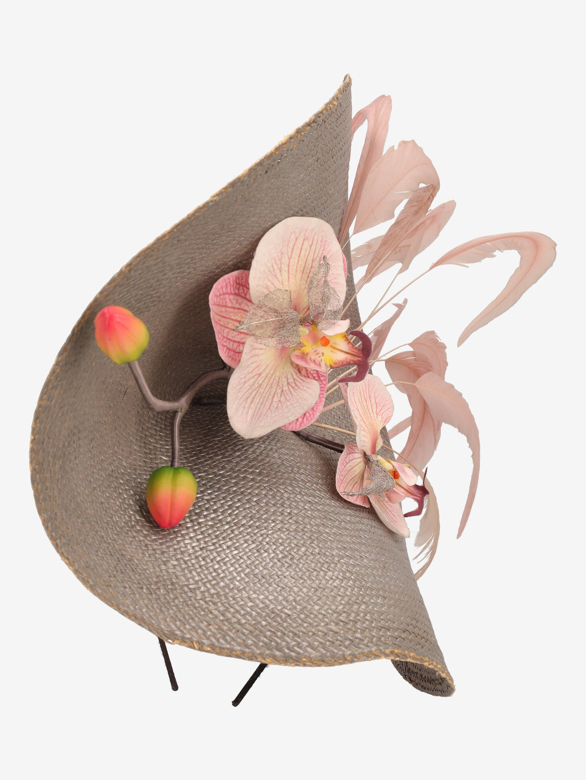 Vintage Fascinator Hat with Pink Orchid Floral Decoration W27526.162  Vintage 