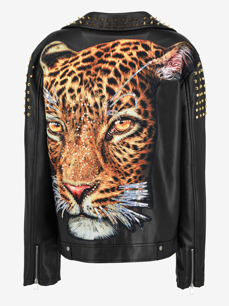 Vintage Leopard Biker Jacket WCV250856.02  Vintage 