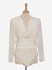Juanita Sabbadini White silk bodysuit.