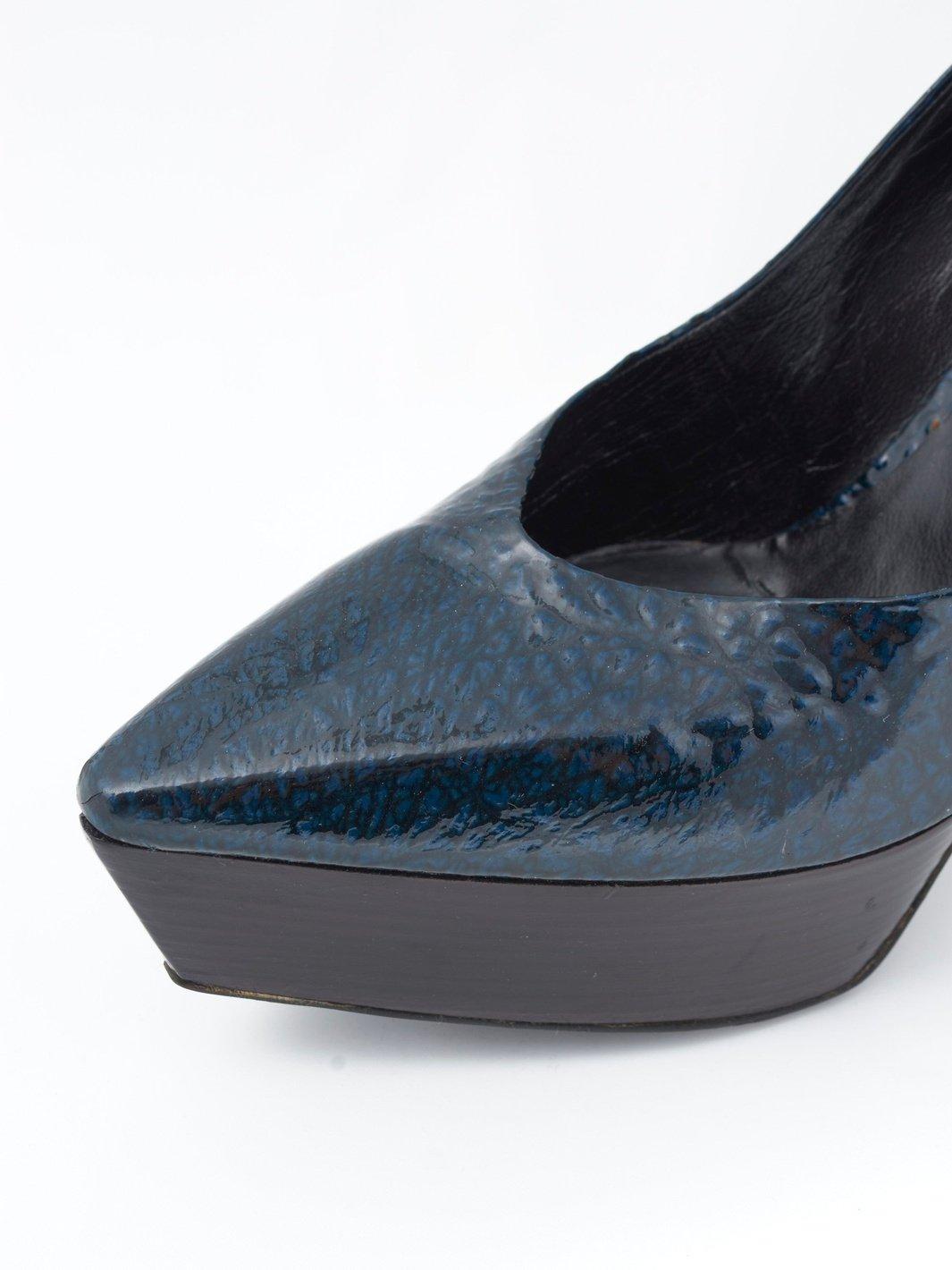 Jil Sander blue patent leather pumps with ankle strap W2203111  Jil Sander 