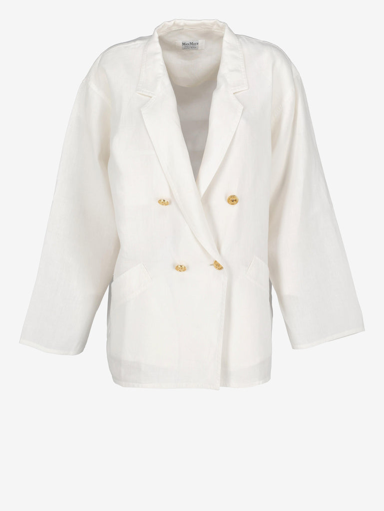 MaxMara Double-Breasted Linen Blazer with Gold Buttons W150626.18  Max Mara 