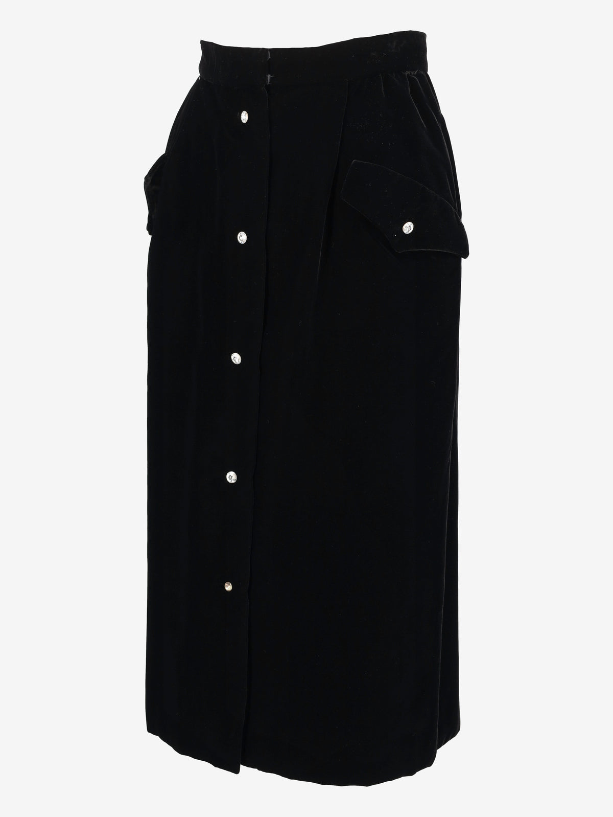 Valentino Boutique Long Velvet Skirt with Jewel Buttons MR260725.157  Valentino 