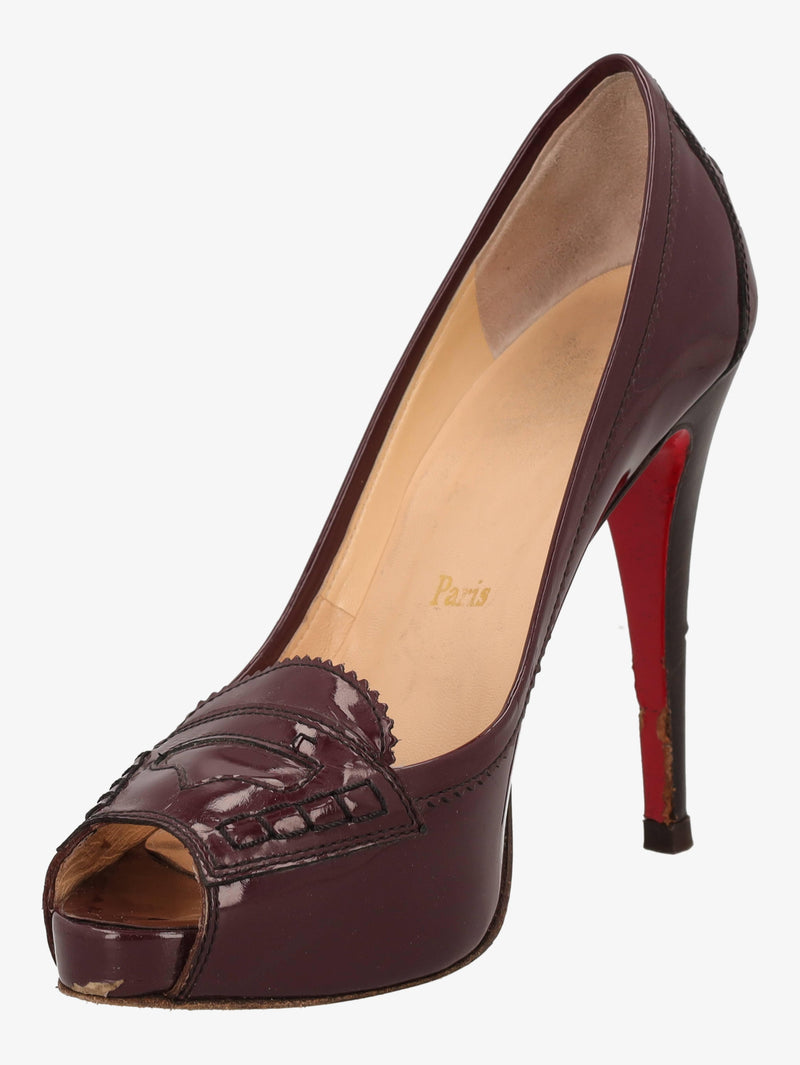 Louboutin Open Toed Heels in Burgundy Leather WCV161224_70  Christian Louboutin 