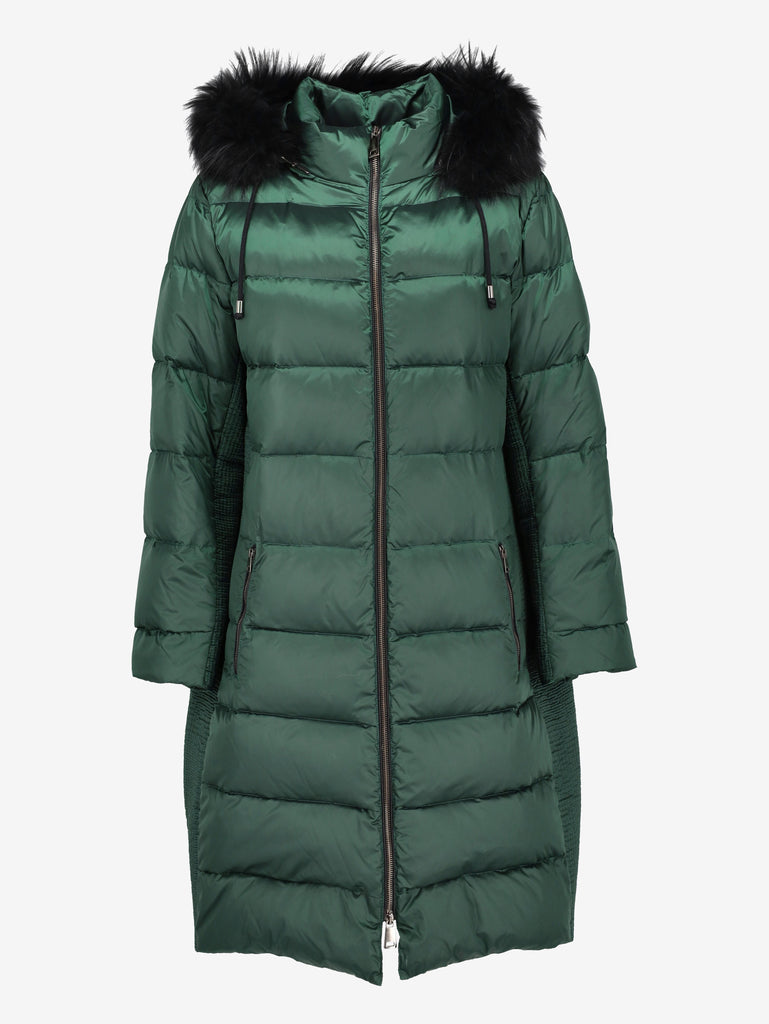 Vintage Green Puffer Coat with Fur-Trim Hood CVM26.6.132  Caractēre 