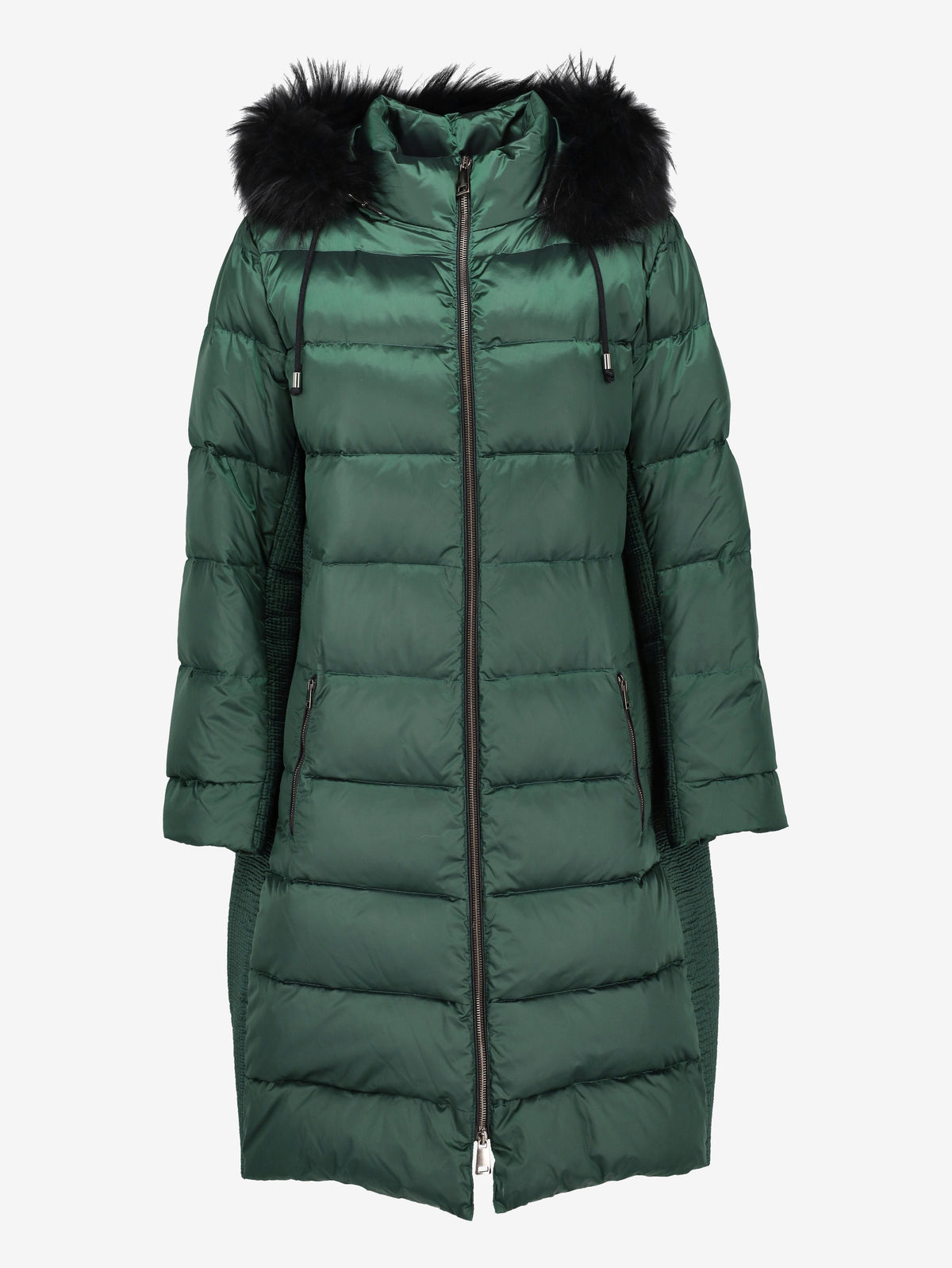 Vintage Green Puffer Coat with Fur-Trim Hood CVM26.6.132  Caractēre 