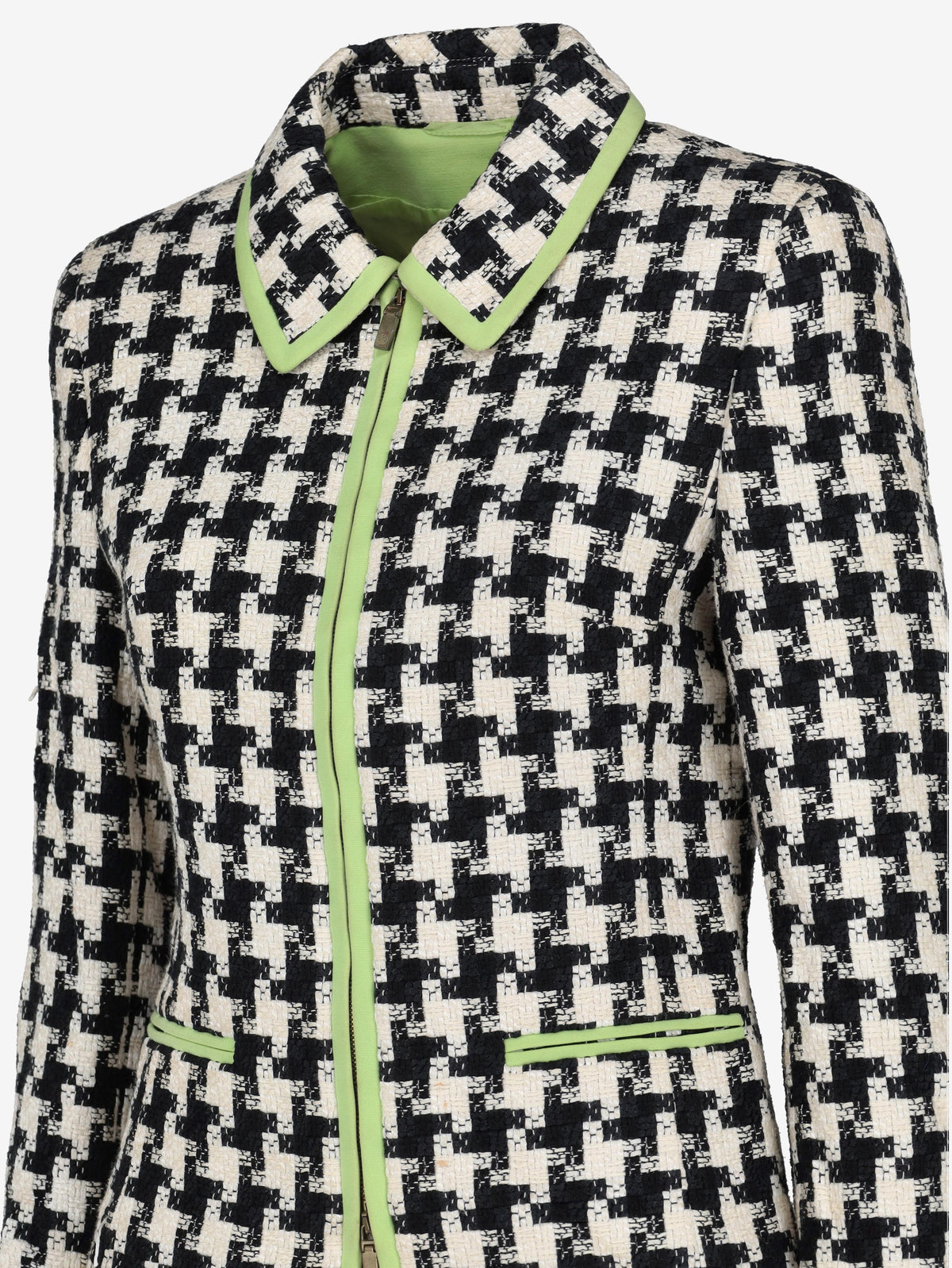 Vintage Two-Piece Suit with Acid Green Hem Details W7426.26  Louis Feraud 
