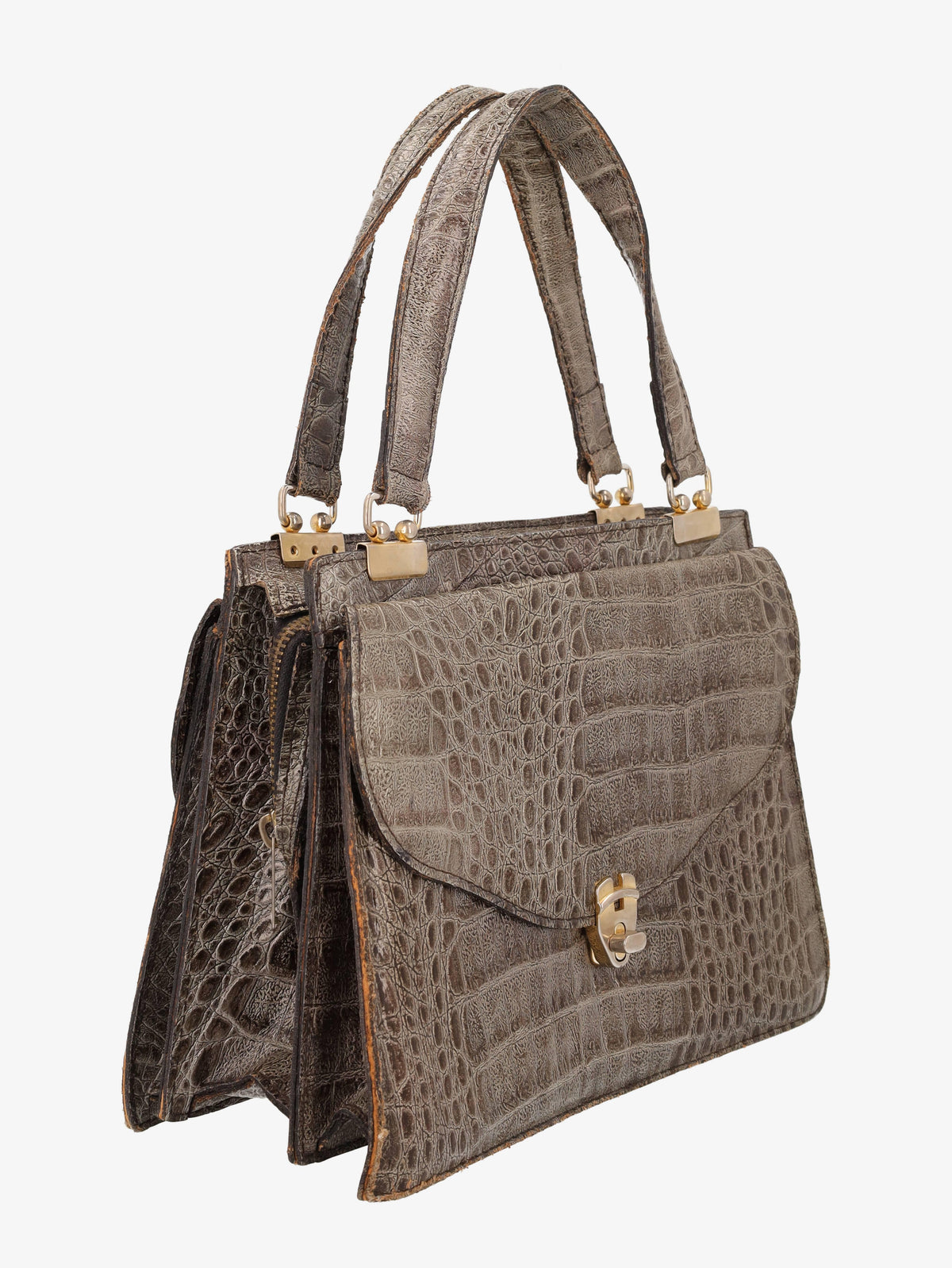 Vintage Grey Leather Handbag W24121234  Vintage 