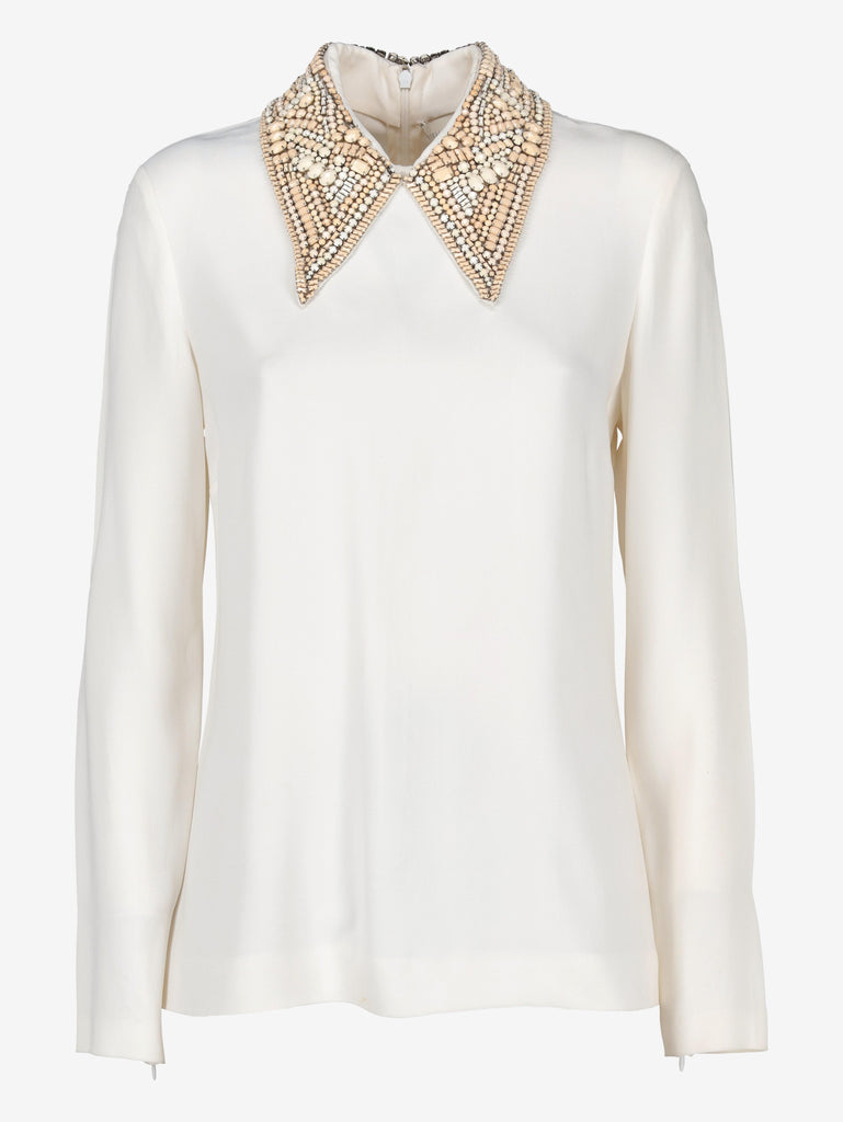 Stella McCartney Shirt with Embellished Collar and Zip Details W7426.11  Stella McCartney 