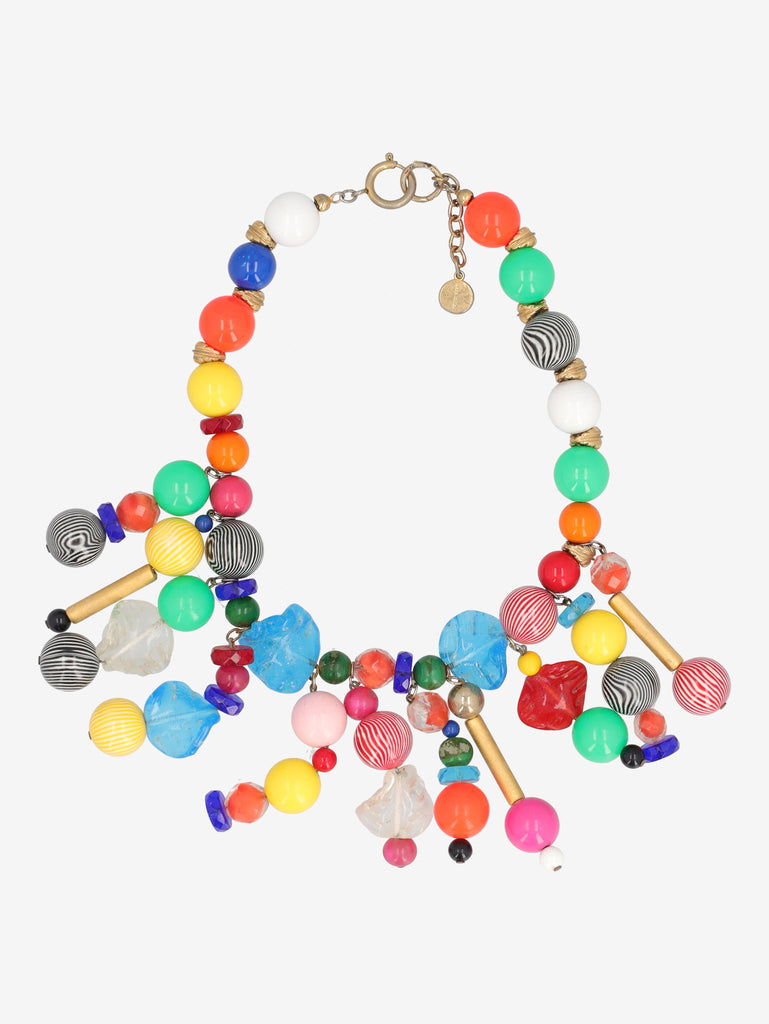 Multicolored Handcrafted Beaded Statement Necklace W27526.110  Vintage 