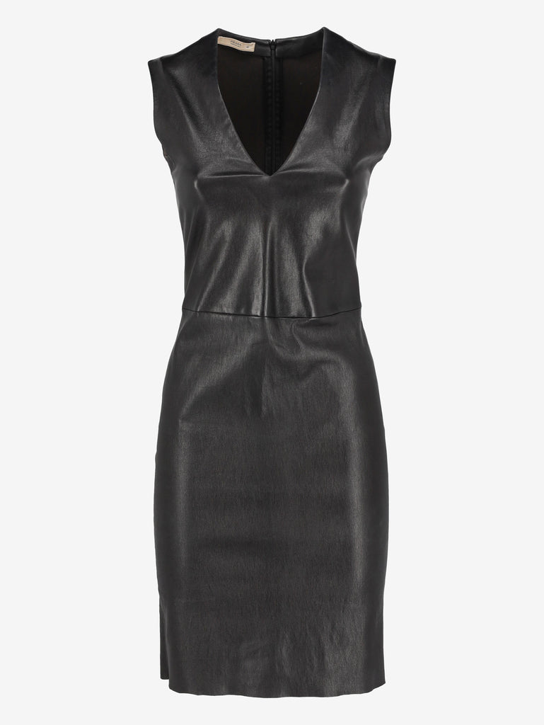 Prada V-Neck Dress in Black Leather WCV161224_67  Prada 