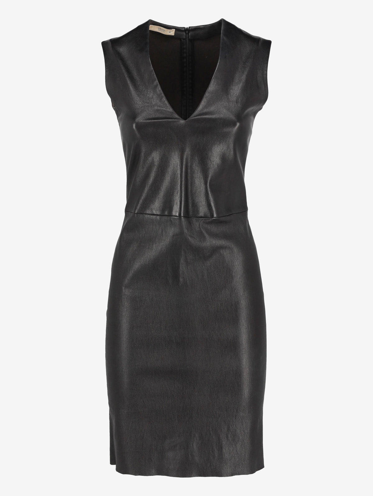 Prada V-Neck Dress in Black Leather WCV161224_67  Prada 